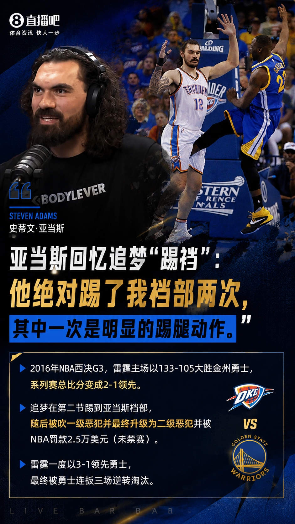 亚当斯:追梦绝对踢了我裆部两次 其中一次是明显的踢腿动作